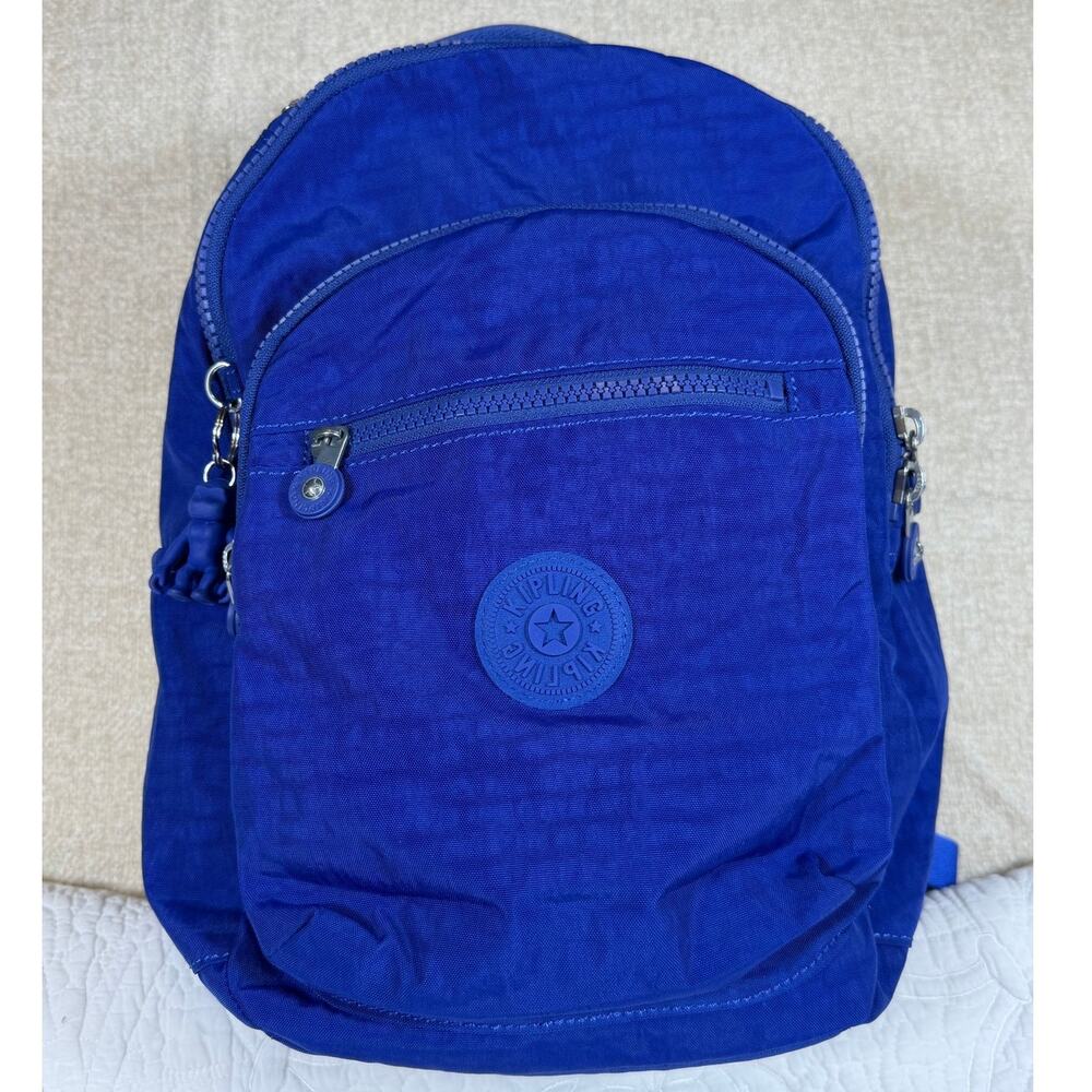 NWT Kipling Women Blue Seoul Backpack Travel School Laptop Bag Monkey Charm